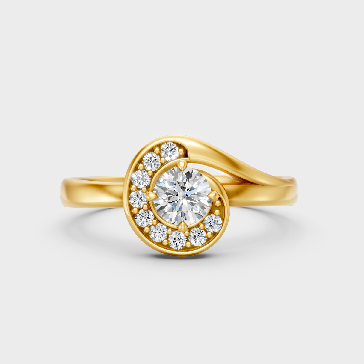 Classic Yellow Gold Solitaire Engagement Ring Featuring A Round Lab Diamond